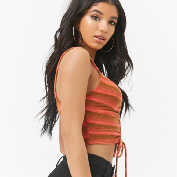 NWT Ruched Striped Crop - Picture 2 of 2